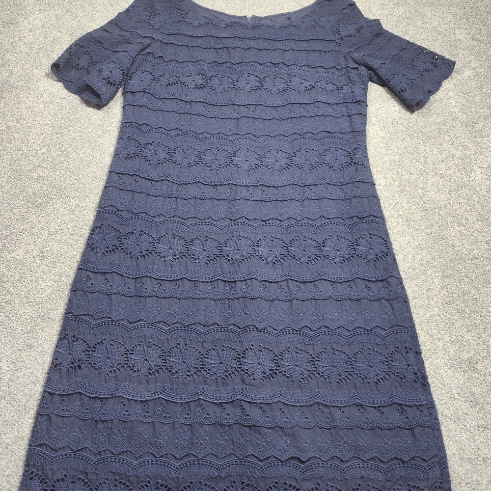 Womens Dress Navy Blue Crochet Lace Tiered Sleeveless Boho Cottagecore